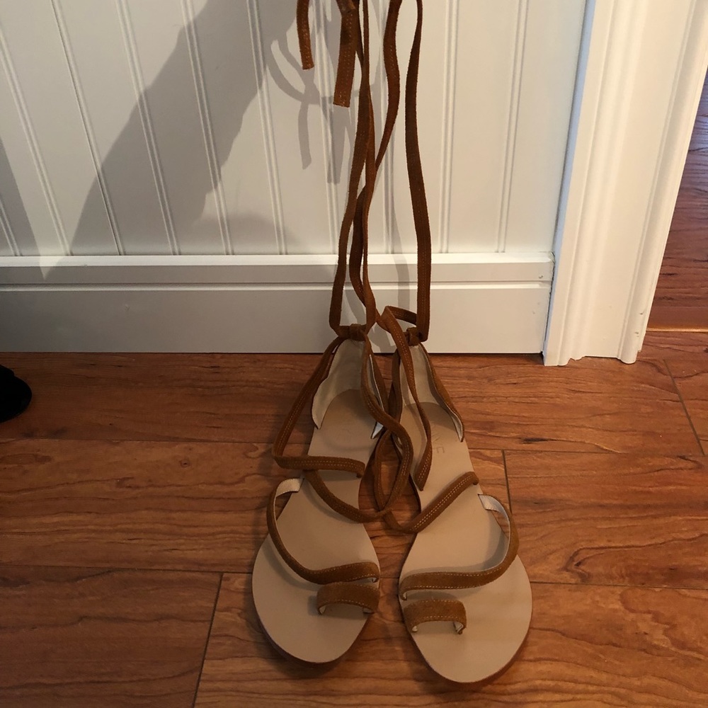 RAYE The Label Tan Lace-Up Gladiator Sandals